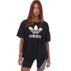 adidas Originals Adicolor Trefoil Boxy T-Shirt (Plus Size) in Black