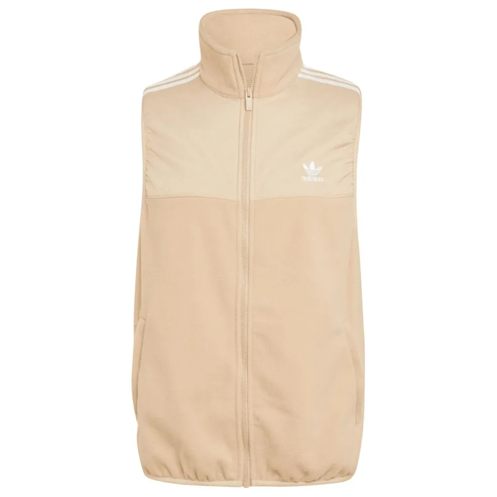 adidas Originals Adicolor 3-Stripes Microfleece Vest in Beige