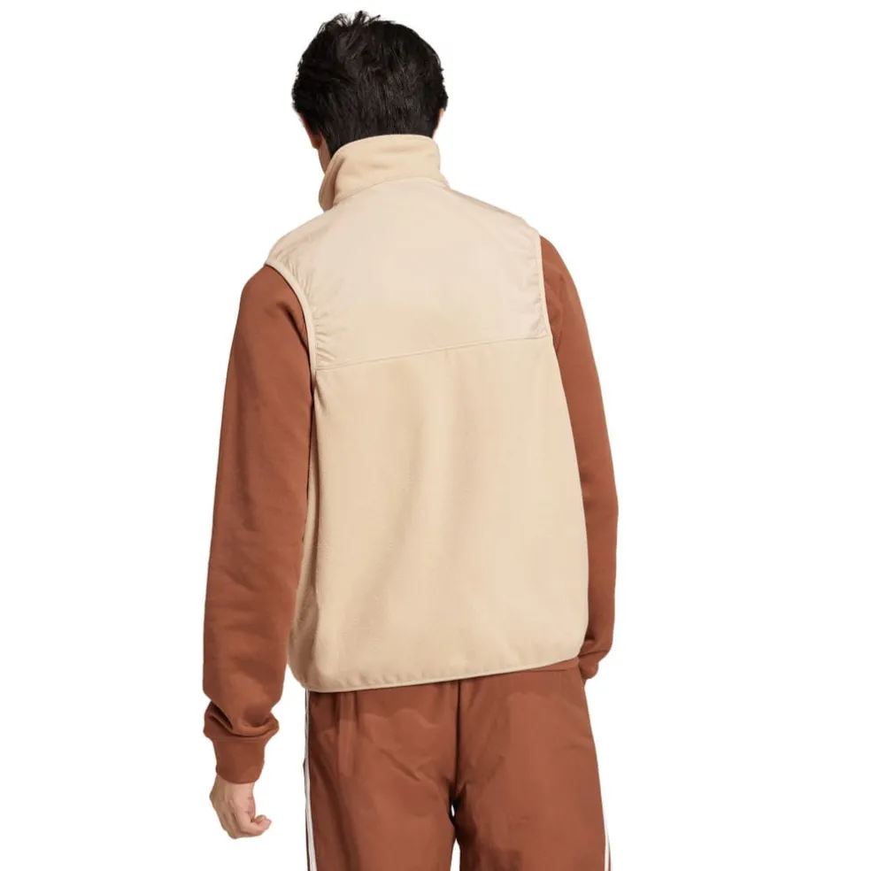 adidas Originals Adicolor 3-Stripes Microfleece Vest in Beige