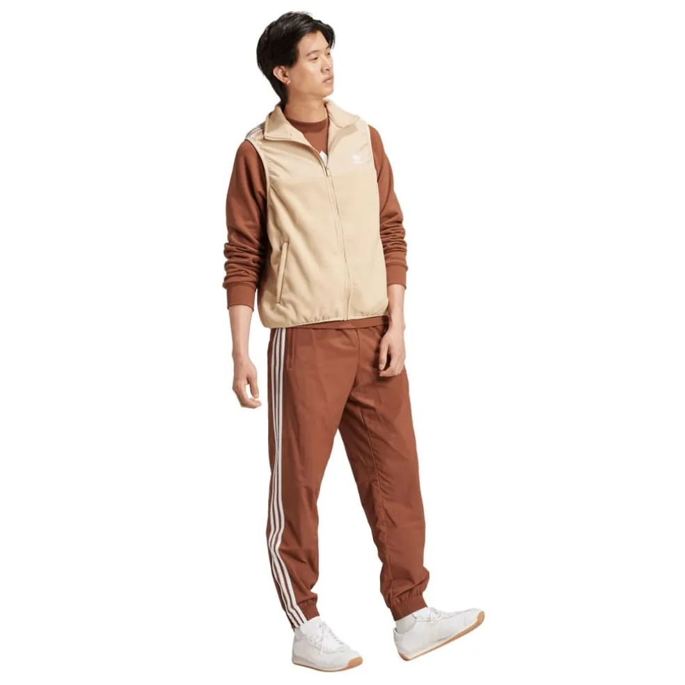 adidas Originals Adicolor 3-Stripes Microfleece Vest in Beige