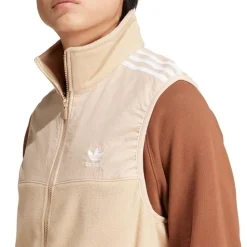 adidas Originals Adicolor 3-Stripes Microfleece Vest in Beige