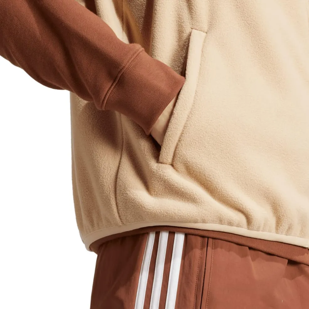 adidas Originals Adicolor 3-Stripes Microfleece Vest in Beige