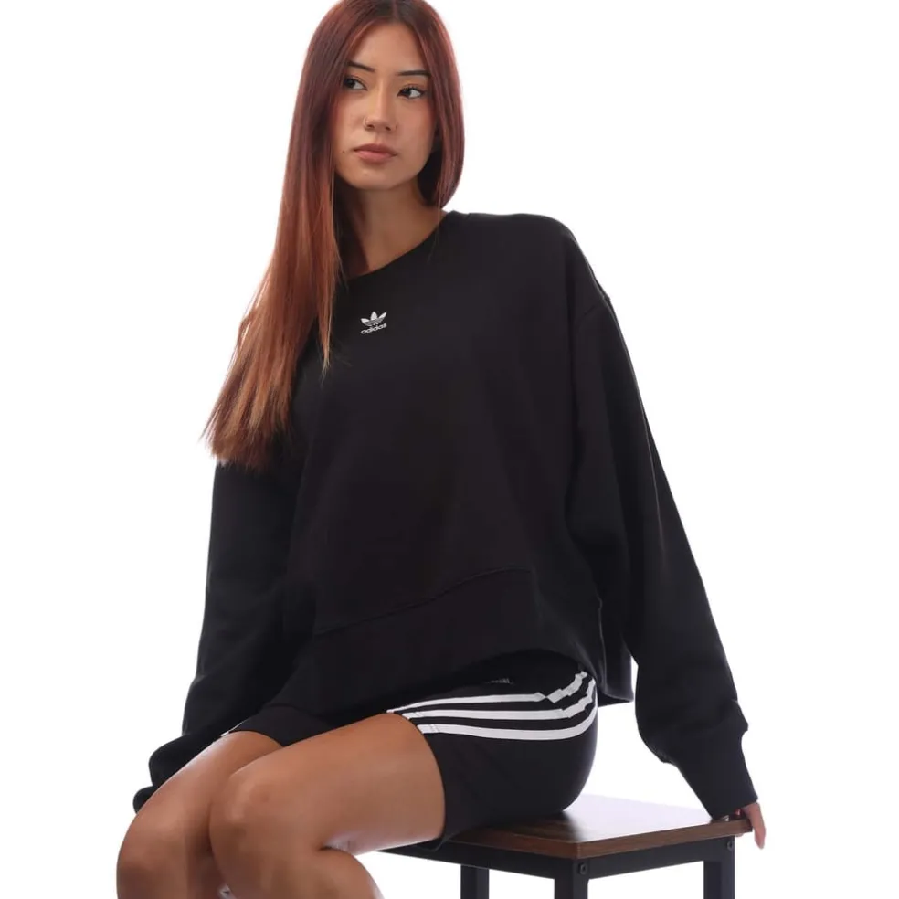 adidas Originals Adicolor Essentials Crew Sweatshirt (Plus Size) in Black
