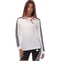 adidas Originals Adicolor Classics Long-Sleeve Top in White Black