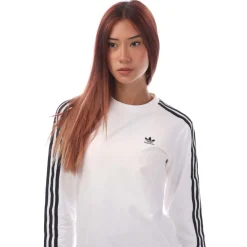 adidas Originals Adicolor Classics Long-Sleeve Top in White Black