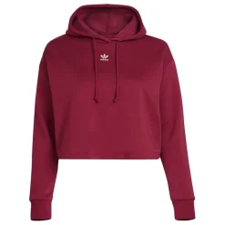 adidas Originals Cropped Hooded Relaxed Fit Sweatshirt in Red