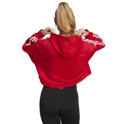 adidas Originals Cropped Hooded Relaxed Fit Sweatshirt in Red