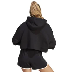 adidas Originals Cropped Hooded Relaxed Fit Sweatshirt in Black