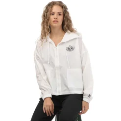 adidas Originals Graphic Windbreaker Jacket in White