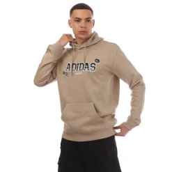 adidas Originals Hooded Lettering Regular Fit Sweatshirt in Brown