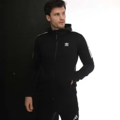 adidas Originals Originals Edge Full-Zip Hoodie in Black-White