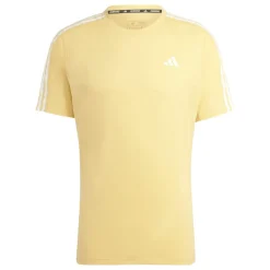 adidas Own The Run 3-Stripes T-Shirt in Yellow