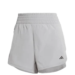 adidas Pacer Stretch-Woven Zipper Pocket Lux Shorts in Grey