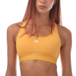 adidas Powerreact Training Medium-Support Bra in Yellow