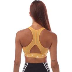 adidas Powerreact Training Medium-Support Bra in Yellow