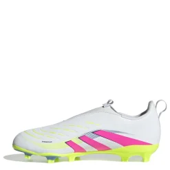 adidas Predator 3 Childrens Laceless Firm Ground Football Boots in White