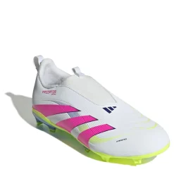adidas Predator 3 Childrens Laceless Firm Ground Football Boots in White