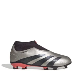 adidas Predator 24 League Laceless Childrens Firm Ground Football Boots in Silver