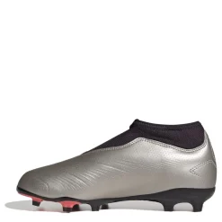 adidas Predator 24 League Laceless Childrens Firm Ground Football Boots in Silver