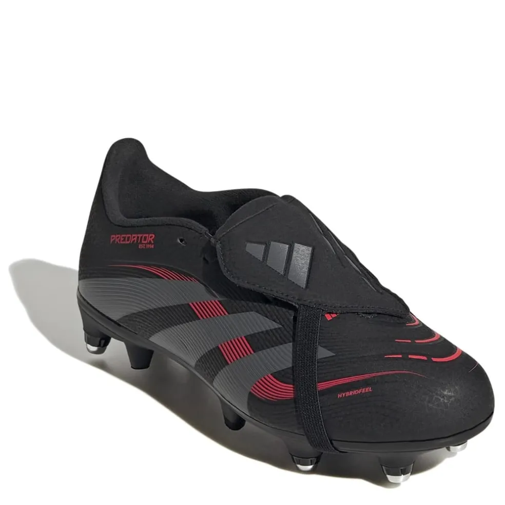 adidas Predator League Fold Over Tongue Childrens Soft Ground Football Boots in Black