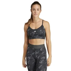 adidas Slim Fit Scoop Neck Bra in Grey