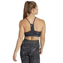 adidas Slim Fit Scoop Neck Bra in Grey