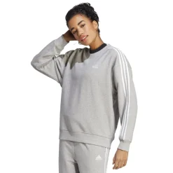 adidas Studio Lounge 3 Stripes Sweatshirt Wome in Grey