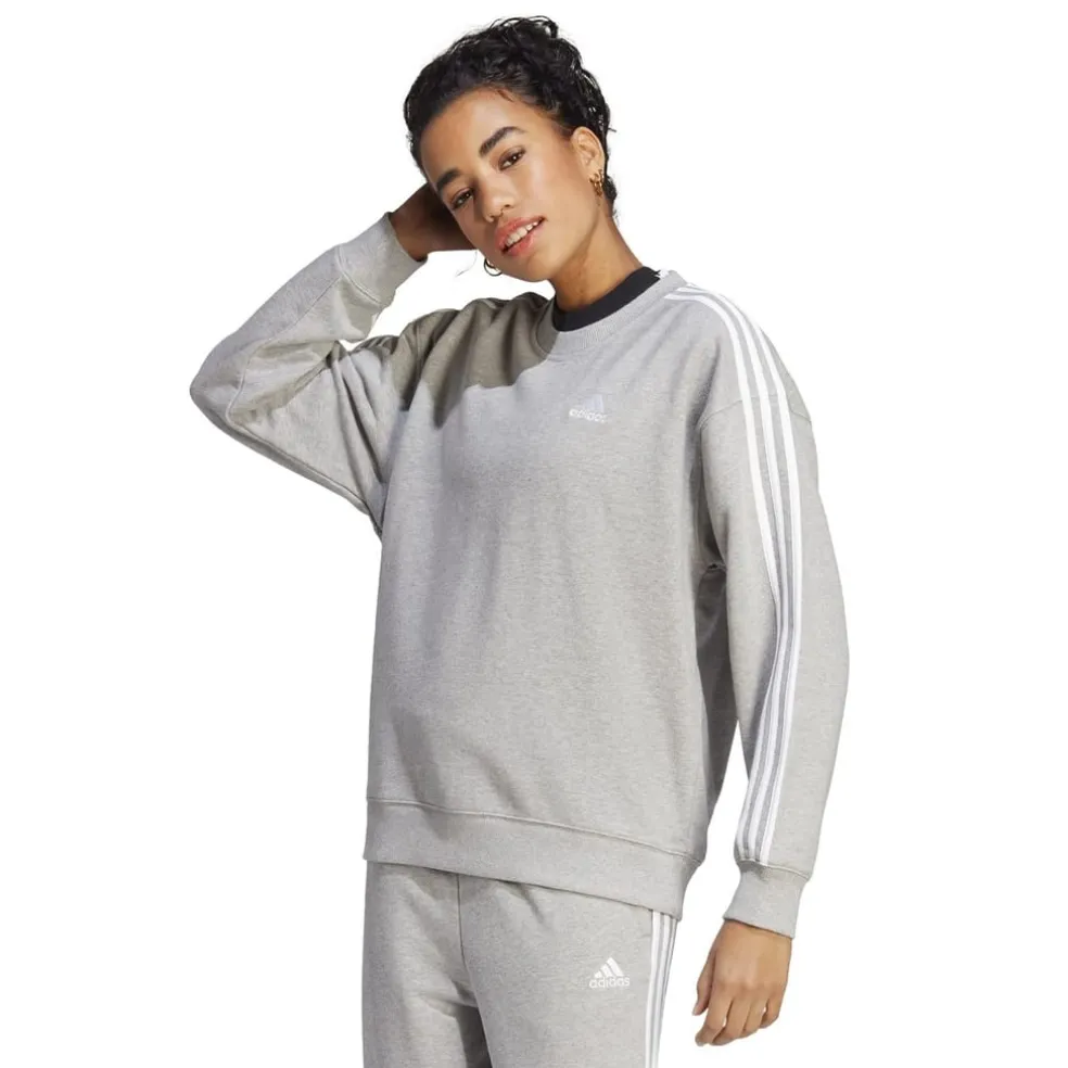 adidas Studio Lounge 3 Stripes Sweatshirt Wome in Grey