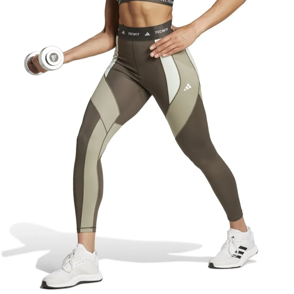 adidas Techfit 7 8 Colorblock Leggings in Green