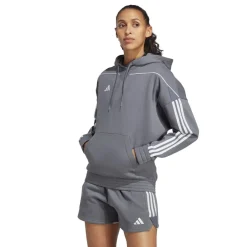 adidas Tiro Hooded Relaxed Fit Sweatshirt in Grey