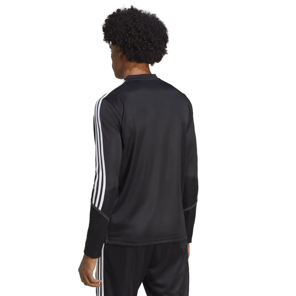adidas Tiro23 Zip Neck Athletic Sweatshirt in Black