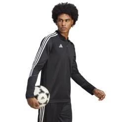 adidas Tiro23 Zip Neck Athletic Sweatshirt in Black
