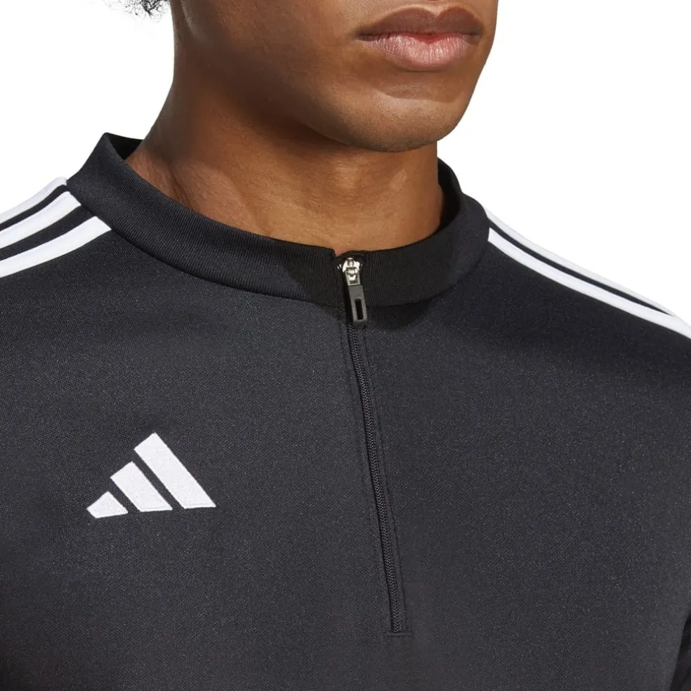 adidas Tiro23 Zip Neck Athletic Sweatshirt in Black