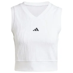 adidas V-Neck Cropped Regular Fit Tank in White