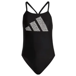 adidas Womens 3 Bar Logo Print Swimsuit in Black