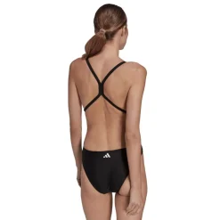 adidas Womens 3 Bar Logo Print Swimsuit in Black