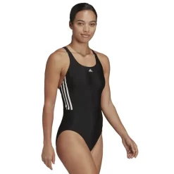 adidas Womens Classic 3 Stripes Swimsuit in Black