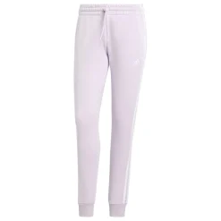 adidas Womens Essentials 3 Stripes Fleece Joggers in Purple
