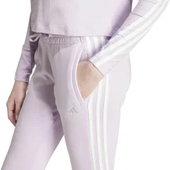 adidas Womens Essentials 3 Stripes Fleece Joggers in Purple