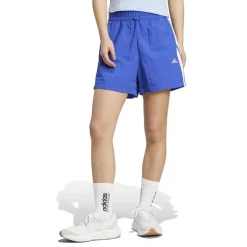 adidas Womens Essentials 3 Stripes Lifestyle Woven Shorts in Blue