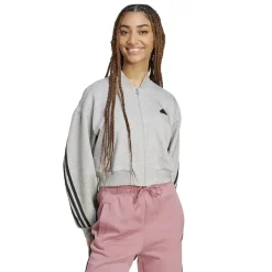 adidas Womens Future Icons 3 Stripes Bomber Jacket in Grey