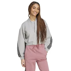 adidas Womens Future Icons 3 Stripes Bomber Jacket in Grey