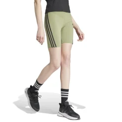 adidas Womens Future Icons 3 Stripes Cycling Shorts in Green