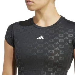 adidas Womens Hyperglam Training Emboss T-Shirt in Black