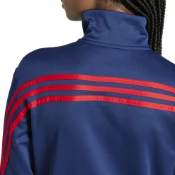 adidas Womens Iconic Wrapping 3 Stripes Snap Tracksuit Top in Blue