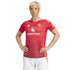 adidas Womens Manchester United Authentic Home Shirt 2024 2025 in Red