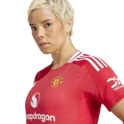 adidas Womens Manchester United Authentic Home Shirt 2024 2025 in Red