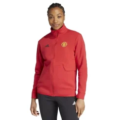 adidas Womens Mufc Anth Jacketw Tracksuit Top in Red
