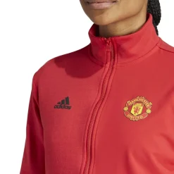 adidas Womens Mufc Anth Jacketw Tracksuit Top in Red