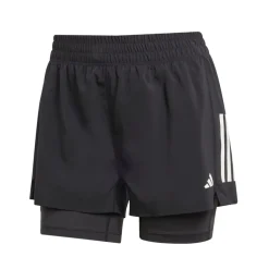 adidas Womens Own The Run 2 In 1 Running Shorts in Black